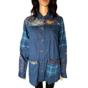 Johnny Was Workshop Embroidered Moonlight Tie Dye Patchwork Jacket Size M